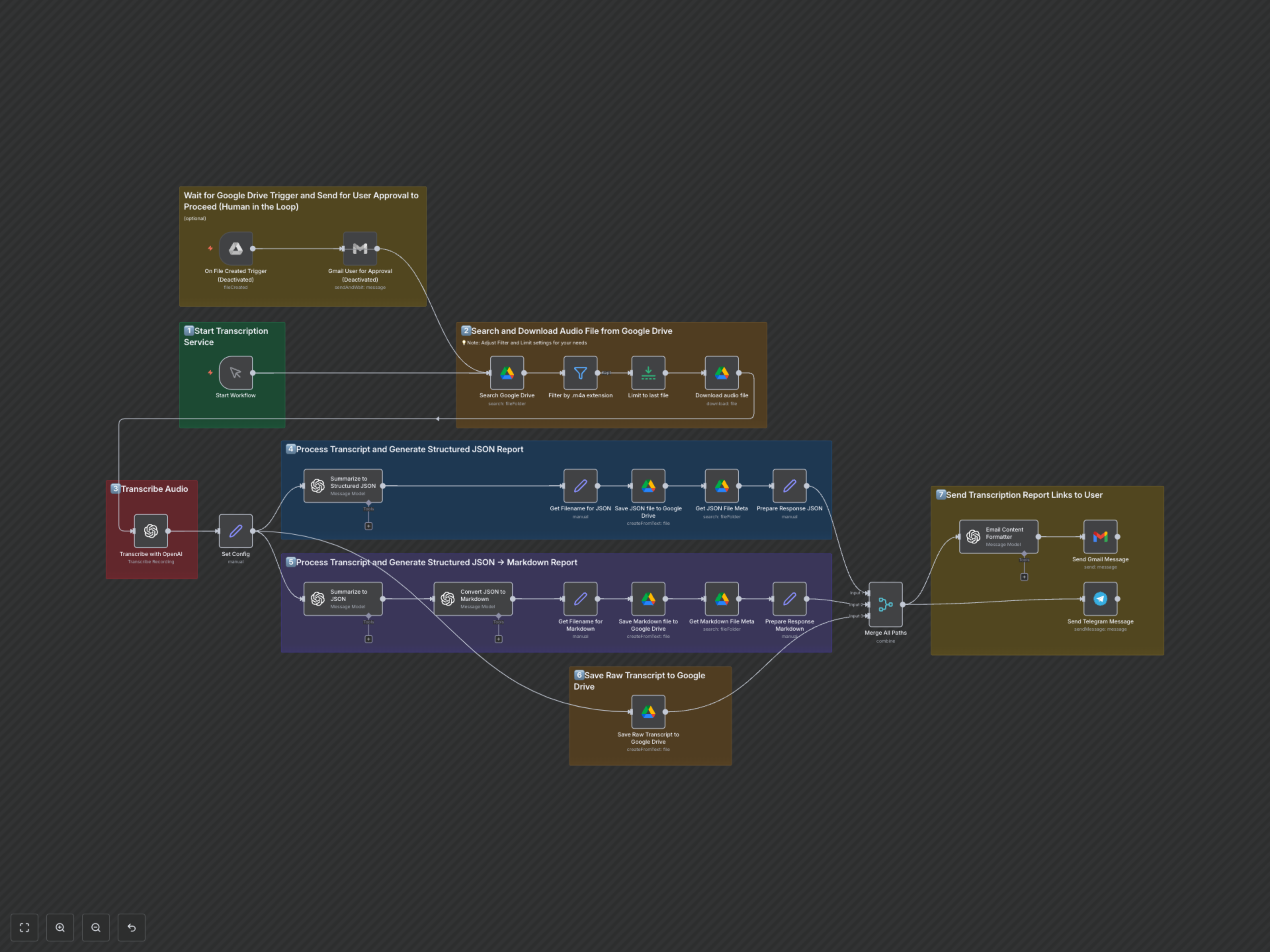 Automate Audio Transcription & AI Summarization for Google Drive Reports